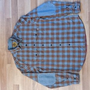 Stapleford button down grey/rust plaid shirt